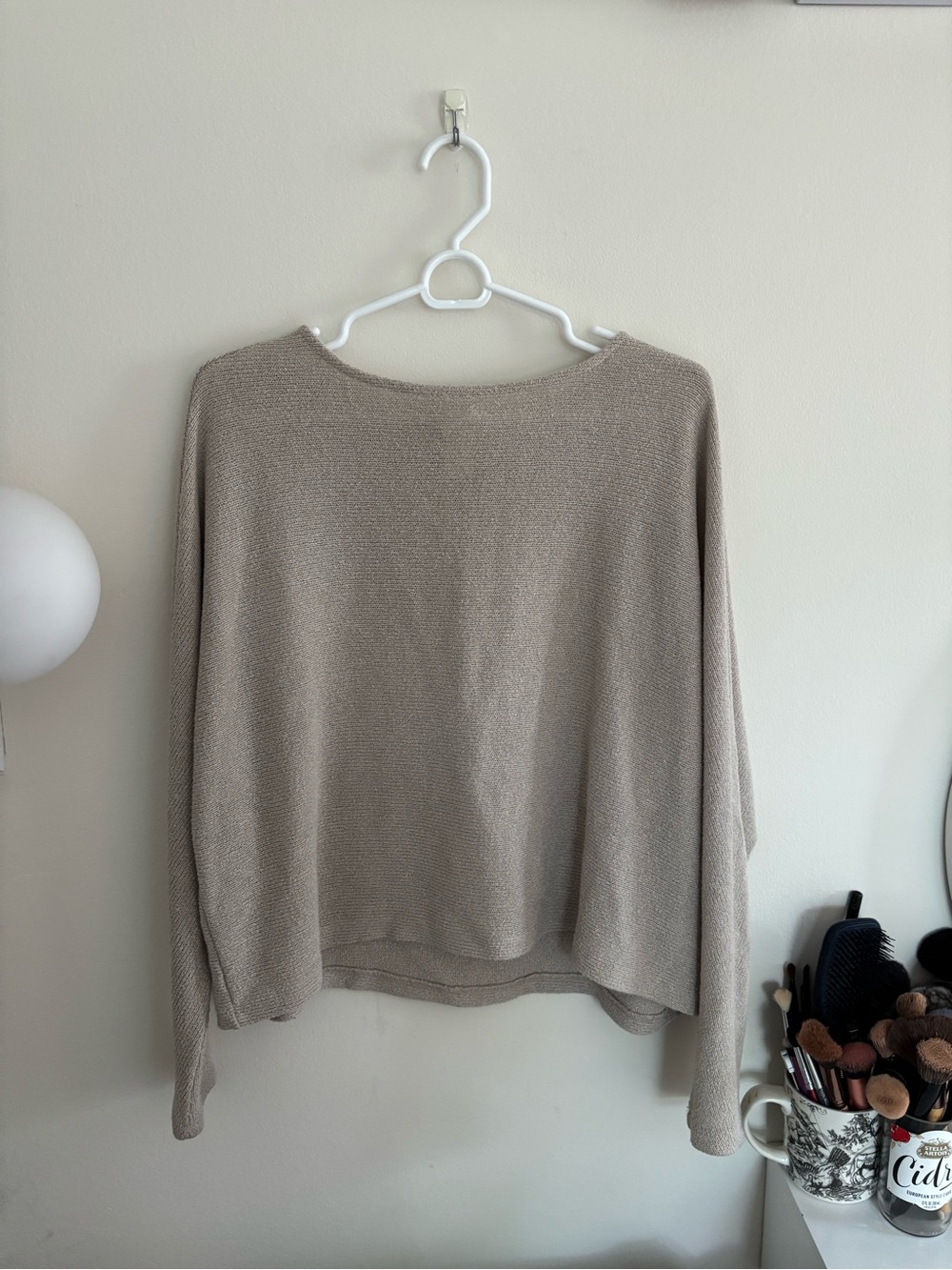 H&M Women's Scoop Neck Lightweight Sweater in Taupe